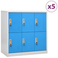 Lockerkasten 5 st 90x45x92,5 cm staal lichtgrijs en blauw - thumbnail
