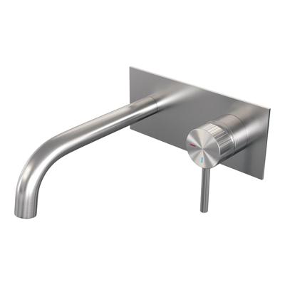 BRAUER Stripe Inbouw Wastafelmengkraan - gebogen uitloop en afdekplaat - model A1 - RVS-kleurig geborsteld PVD 5-NG-329