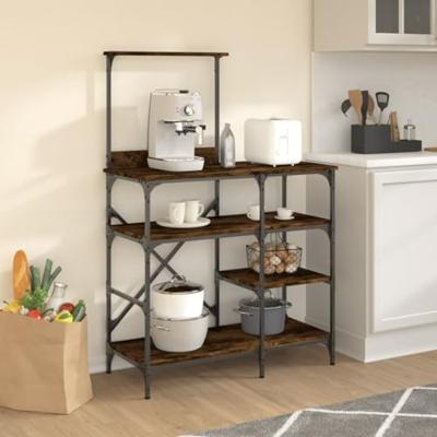 VidaXL Bakkersrek 90x40x132 cm bewerkt hout en metaal gerookt eiken VidaXL Bakkersrek 90x40x132 cm bewerkt hout en metaal gerookt eiken