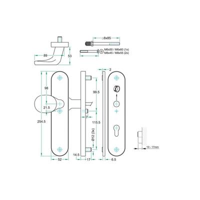 Knop/kruk paar TOP SKG*** rvs mat blind/PC72 LS