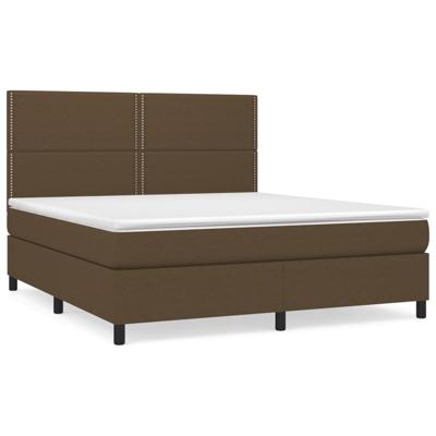 Boxspring met matras stof donkerbruin 200x200 cm