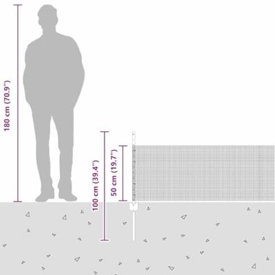 VidaXL Hek met paal zilver 0,5 x 50 m staal