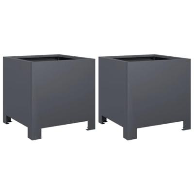 VidaXL Plantenbakken 2 st 30x30x30 cm staal antracietkleurig VidaXL Plantenbakken 2 st 30x30x30 cm staal antracietkleurig