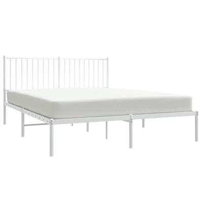 Bedframe met hoofdeinde staal wit 208x168x90,5 cm - thumbnail