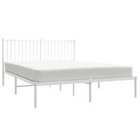 Bedframe met hoofdbord metaal wit 160x200 cm - thumbnail