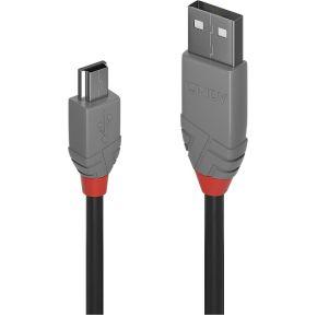 LINDY 36720 USB-kabel USB 2.0 USB-A stekker, USB-mini-B stekker 0.20 m Zwart