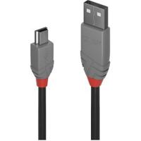 LINDY 36720 USB-kabel USB 2.0 USB-A stekker, USB-mini-B stekker 0.20 m Zwart - thumbnail