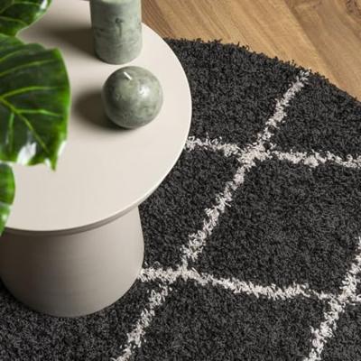 Vloerkleed shaggy hoogpolig modern 280 cm zwart en crme - thumbnail