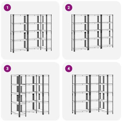 VidaXL Opbergrekken 5-laags 3 st staal & bewerkt hout antracietkleurig