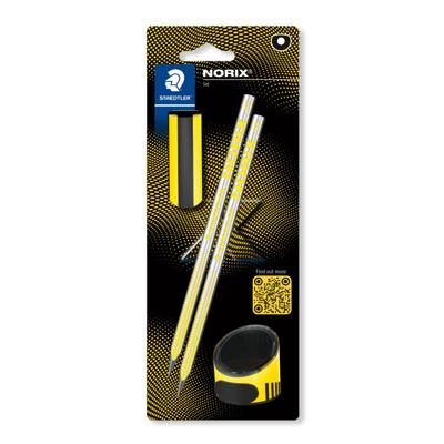 Potlood Staedtler Norix HB blister à 2 stuks zwart-geel Potlood Staedtler Norix HB blister à 2 stuks zwart-geel