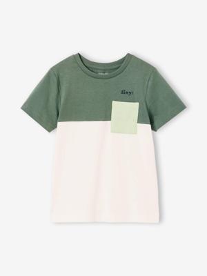 Colorblock jongensshirt met korte mouwen engels groen Colorblock jongensshirt met korte mouwen engels groen