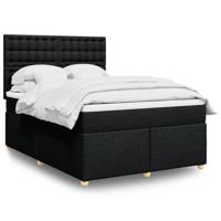 Boxspring met matras stof zwart 140x200 cm - thumbnail
