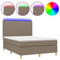 Boxspring met matras en LED stof taupe 140x190 cm - thumbnail