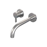 Inbouw wastafelmengkraan met gebogen uitloop, rozetten model E2 RVS geborsteld PVD - thumbnail