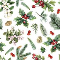 Ambiente servet 33cm winter greenery wit - thumbnail