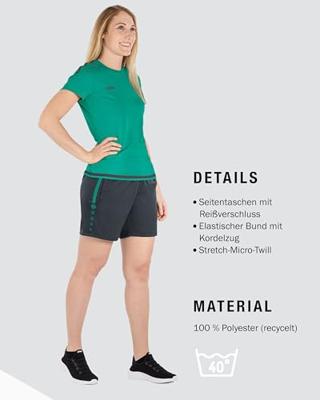 JAKO 6218D Short Competition 2.0 Dames - Antraciet/Turkoois - 34-36