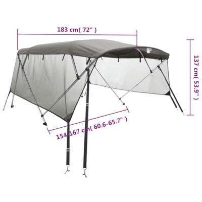 VidaXL Biminitop 3 bogen met mesh zijwanden 183x(154-167)x137 cm VidaXL Biminitop 3 bogen met mesh zijwanden 183x(154-167)x137 cm
