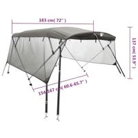 VidaXL Biminitop 3 bogen met mesh zijwanden 183x(154-167)x137 cm - thumbnail
