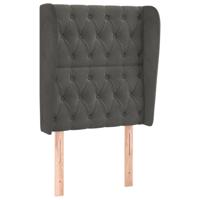 Hoofdbord met randen 83x23x118/128 cm fluweel donkergrijs - thumbnail