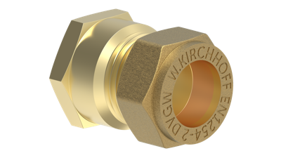 Kirchhoff Messing overgangsstuk, blank, 22 mm x 3/4"IT, klemfitting voor koperen buis - 989456417