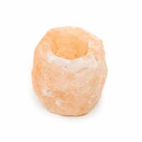 B-STOCK! (Gat 30 mm) - Zoutsteen Waxinelichthouder Oranje (400-700 gram) 9 x 9 x 10 cm - B-STOCK! - thumbnail