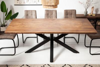 Massief houten eettafel GALAXIE 200cm steenafwerking Sheesham Industrieel Design - 43447