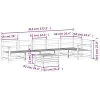 7-delige Loungeset massief grenenhout wit - thumbnail