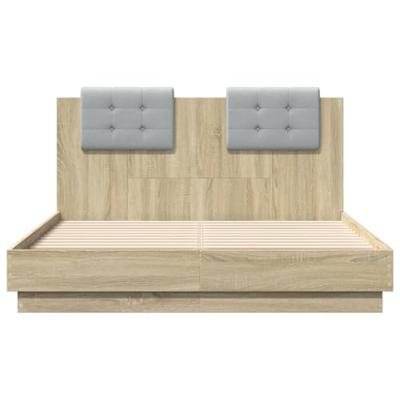 Bedframe met hoofdeinde bewerkt hout sonoma eiken 135x190 cm
