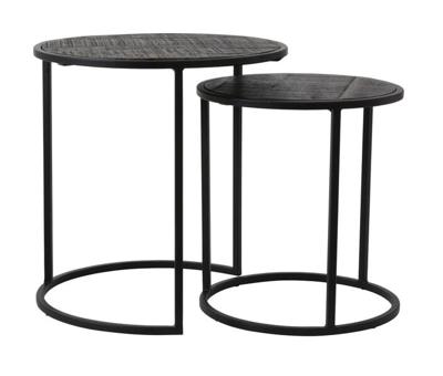 Light & Living Bijzettafel 'Doba' Set van 2 stuks, hout antiek-mat zwart Light & Living Bijzettafel 'Doba' Set van 2 stuks, hout antiek-mat zwart