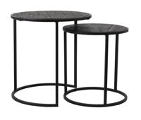 Light & Living Bijzettafel 'Doba' Set van 2 stuks, hout antiek-mat zwart - thumbnail