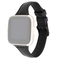 Fitbit Versa 1 / 2 & Lite Lederen bandje - Zwart - thumbnail