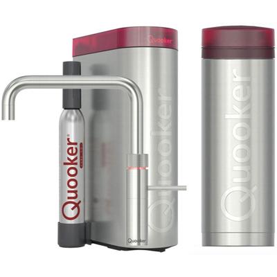 Quooker Fusion Square Keukenkraan Set - Kokend Warm- en Koud Water - RVS - Inclusief PRO3 Reservoir & CUBE - Direct Gekoeld Bruisend Water