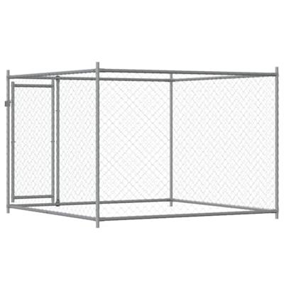 Hondenhok met deur 2x2x1,5 m gegalvaniseerd staal grijs