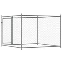 Hondenhok met deur 2x2x1,5 m gegalvaniseerd staal grijs - thumbnail