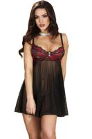 Badjas Chilirose Zwart Rood L/XL - thumbnail