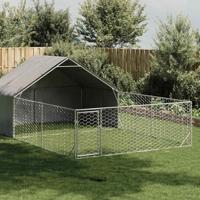 Hondenkennel met ren 6x3x1,9 m gegalvaniseerd staal - thumbnail