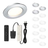 Set LED-inbouwspot met afstandsbediening Modena zilver 3W dimbaar 1-12 stuks - thumbnail