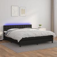 Boxspring met matras en LED kunstleer zwart 160x200 cm - thumbnail