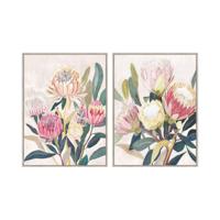 Canvas Home ESPRIT Groen Roze Blommor Shabby Chic 75 x 4 x 100 cm (2 Stuks) - thumbnail