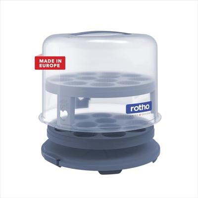 Rotho fresh taartdoos xl + cupcake-houders 35.5x34.5x26 cm horizon blauw/transparant - thumbnail