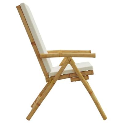 Bistrostoelen 2 st inklapbaar met kussens bamboe crmewit - thumbnail