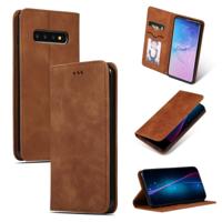 Retro huid feel Business magnetische horizontale Flip lederen case voor Samsung Galaxy S10?? (bruin) - thumbnail