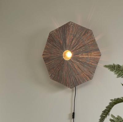 GOOD&MOJO Wandlamp 'Panama' Raffia, 65cm, kleur Grijs