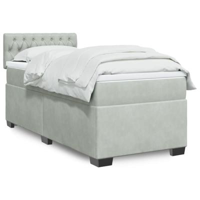 Boxspring met matras fluweel lichtgrijs 120x190 cm - thumbnail
