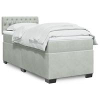 Boxspring met matras fluweel lichtgrijs 100x200 cm - thumbnail