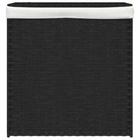 VidaXL Wasmand met 2 vakken 53x35x57 cm poly rattan zwart - thumbnail