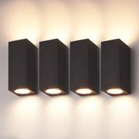 Set van 4 Selma - LED Wandlampen - Up & Down light - IP65 waterdicht - Voor binnen en buiten - Zwart - Buitenlampen - thumbnail