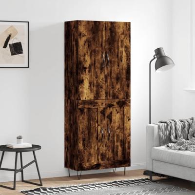 Hoge kast 69,5x34x180 cm bewerkt hout gerookt eikenkleurig