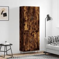 Hoge kast 69,5x34x180 cm bewerkt hout gerookt eikenkleurig - thumbnail