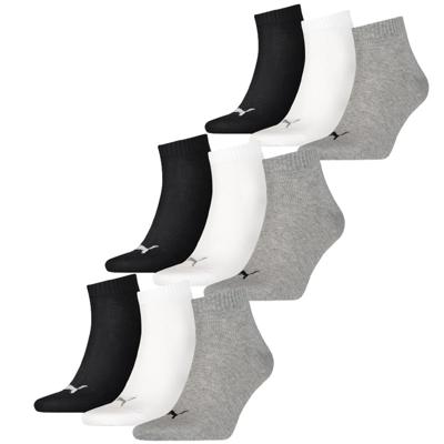 Puma Quarter Sokken Plain 9-pack Zwart / Wit / Grijs-43/46